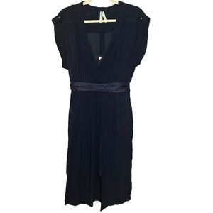 Maeve Navy Blue Faux Wrap Dress Size L